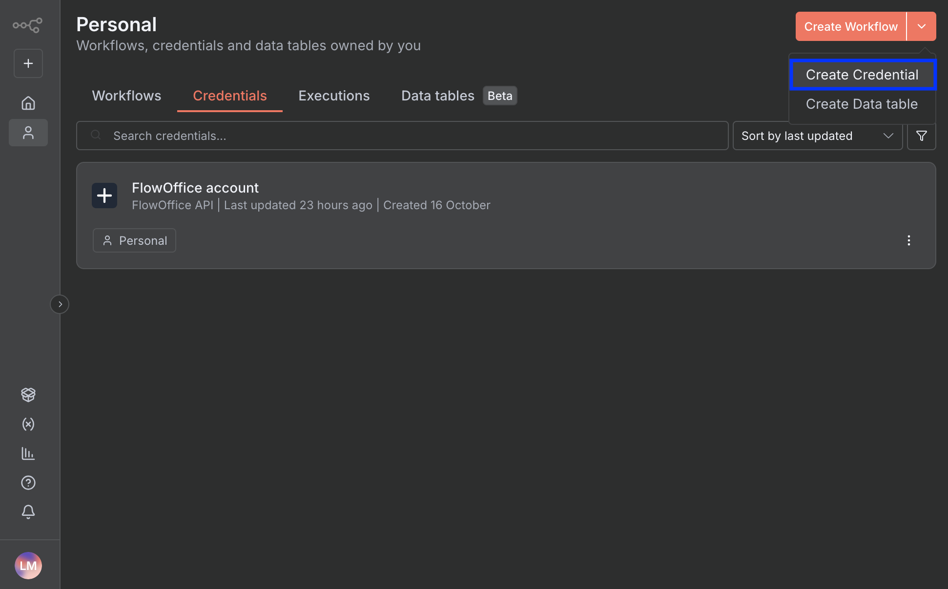 Platzhalter: n8n‑UI – Credential hinzufügen