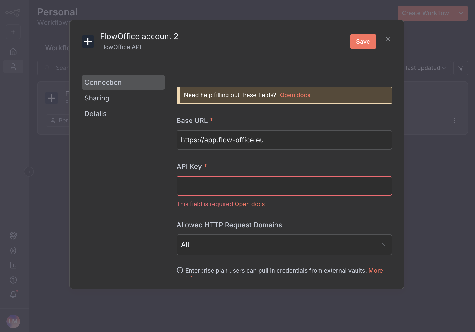 Platzhalter: n8n‑UI – Credential hinzufügen